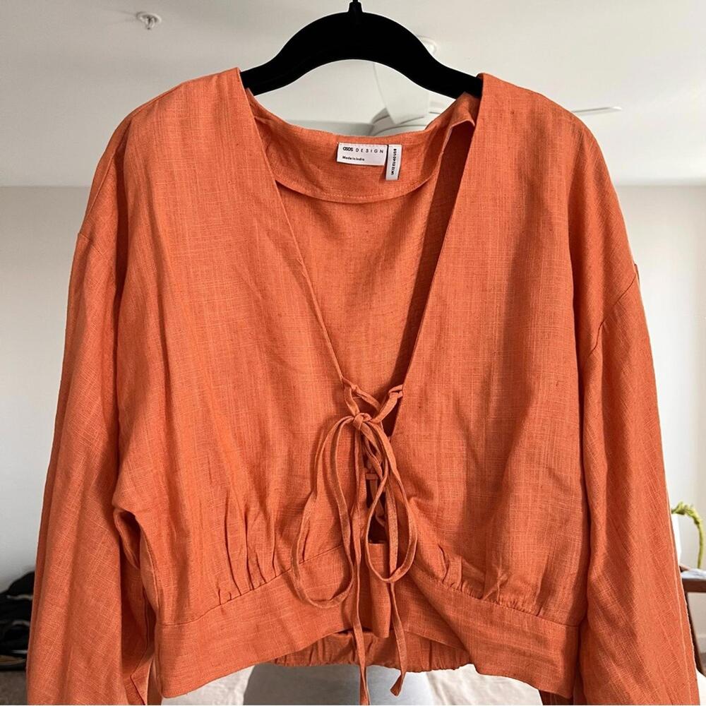 Orange Tie-Front Top